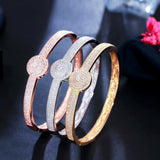 ThreeGraces Micro Pave CZ Silver Open Cuff Bangle Bracelet for Women