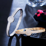 ThreeGraces Micro Pave CZ Silver Open Cuff Bangle Bracelet for Women