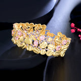 Purple & Pink CZ Wide Party Bracelet Women Dubai Prom Jewelry