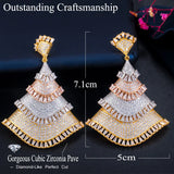 ThreeGraces CZ 3 Tone Bridal Wedding Earrings E1008