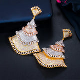 ThreeGraces CZ 3 Tone Bridal Wedding Earrings E1008