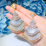 ThreeGraces CZ 3 Tone Bridal Wedding Earrings E1008