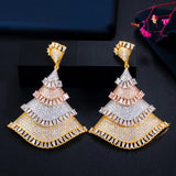 ThreeGraces CZ 3 Tone Bridal Wedding Earrings E1008
