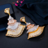 ThreeGraces CZ 3 Tone Bridal Wedding Earrings E1008