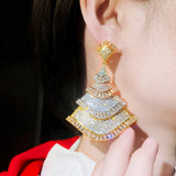 ThreeGraces CZ 3 Tone Bridal Wedding Earrings E1008