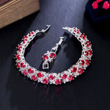 Yellow CZ Leaf Flower Bridal Wedding Bracelet for Women