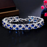 Yellow CZ Leaf Flower Bridal Wedding Bracelet for Women