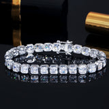 ThreeGraces Square CZ Crystal Women Silver Bridal Tennis Bracelet