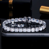 ThreeGraces Square CZ Crystal Women Silver Bridal Tennis Bracelet