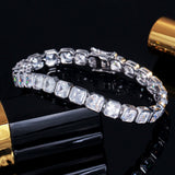 ThreeGraces Square CZ Crystal Women Silver Bridal Tennis Bracelet