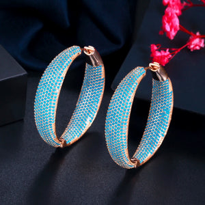 ThreeGraces CZ Circle Round Hoop Earrings ER601