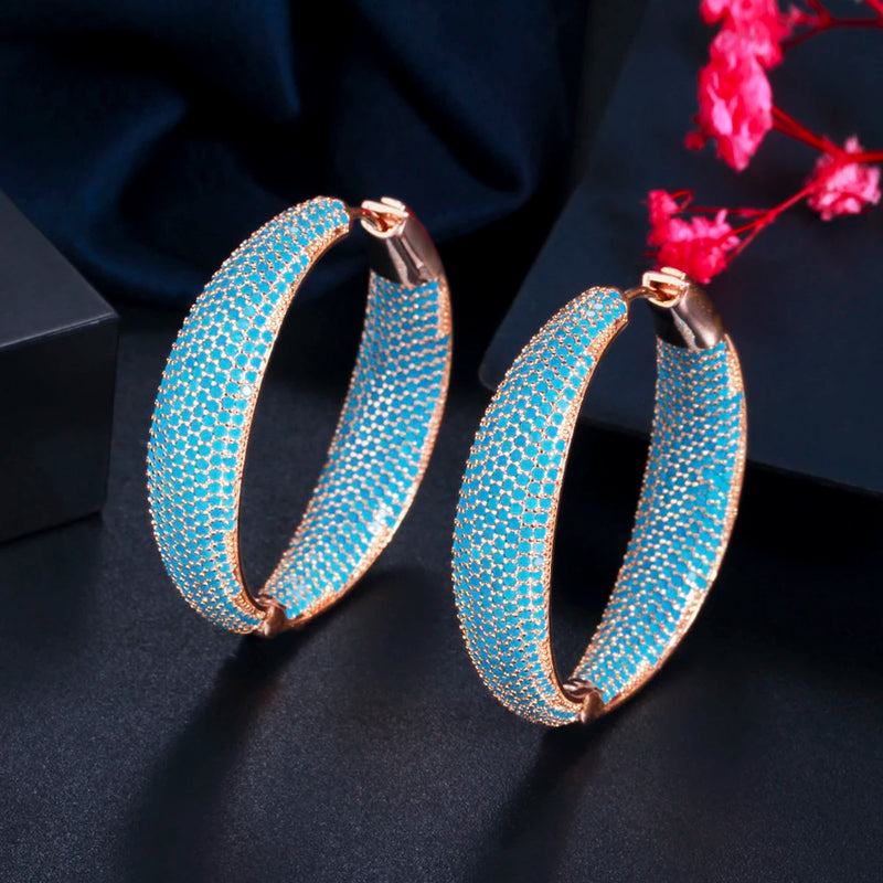 ThreeGraces CZ Circle Round Hoop Earrings ER601