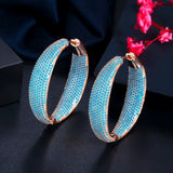 ThreeGraces CZ Circle Round Hoop Earrings ER601