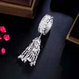 ThreeGraces CZ Tassel Charms Engagement Ring Bridal Wedding Jewelry