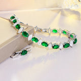 Green CZ Geometric Link Bracelet for Women BR256