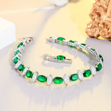 Green CZ Geometric Link Bracelet for Women BR256