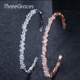 ThreeGraces CZ Rose Open Cuff Bangle BA010