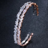 ThreeGraces CZ Rose Open Cuff Bangle BA010