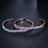 ThreeGraces CZ Rose Open Cuff Bangle BA010