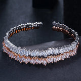 ThreeGraces CZ Rose Open Cuff Bangle BA010