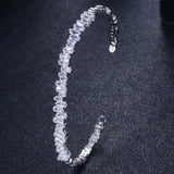 ThreeGraces CZ Rose Open Cuff Bangle BA010