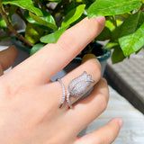 ThreeGraces Romantic Rose Tulip Flower CZ Crystal Adjustable Wedding Ring