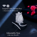 ThreeGraces Romantic Rose Tulip Flower CZ Crystal Adjustable Wedding Ring