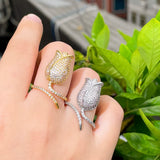 ThreeGraces Romantic Rose Tulip Flower CZ Crystal Adjustable Wedding Ring