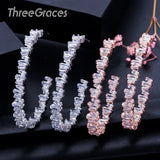 Irregular Baguette CZ Crystal Big Rose Hoop Circle Earrings for Ladies