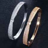 ThreeGraces Micro Pave CZ Round Open Cuff Bangle Women Party Dress Jewelry