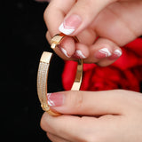 ThreeGraces Micro Pave CZ Round Open Cuff Bangle Women Party Dress Jewelry