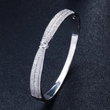 ThreeGraces Micro Pave CZ Round Open Cuff Bangle Women Party Dress Jewelry