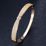 ThreeGraces Micro Pave CZ Round Open Cuff Bangle Women Party Dress Jewelry