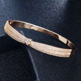 ThreeGraces Micro Pave CZ Round Open Cuff Bangle Women Party Dress Jewelry