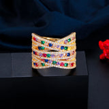 MultiColor CZ Adjustable Bridal Ring for Women RG141