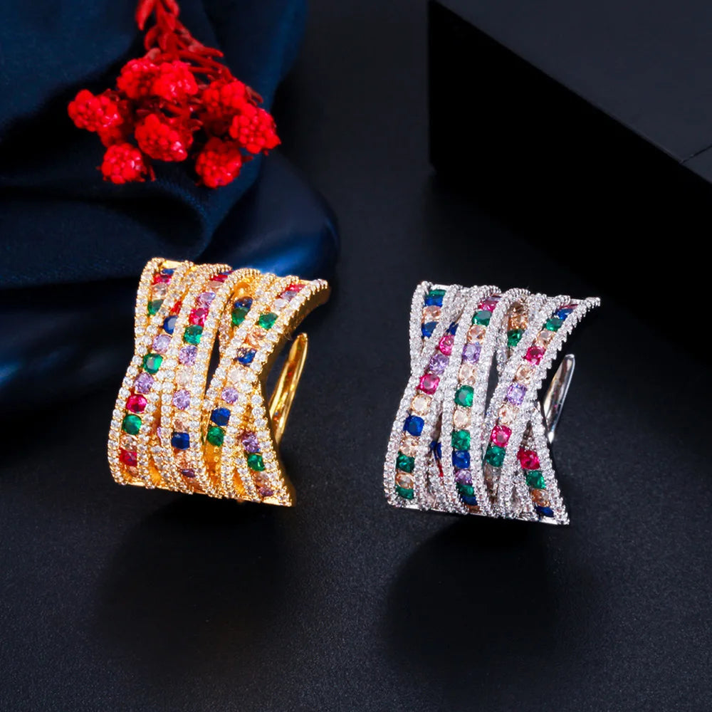 MultiColor CZ Adjustable Bridal Ring for Women RG141