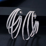 ThreeGraces CZ Geometric Circle Hoop Earrings ER803