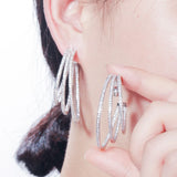 ThreeGraces CZ Geometric Circle Hoop Earrings ER803