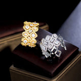 ThreeGraces Sparkling CZ Geometric Bridal Wedding Ring R182