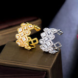 ThreeGraces Sparkling CZ Geometric Bridal Wedding Ring R182