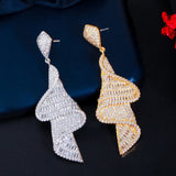 ThreeGraces CZ Long Geometry Dangle Earrings for Women