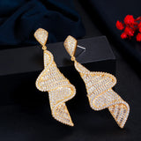 ThreeGraces CZ Long Geometry Dangle Earrings for Women
