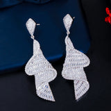 ThreeGraces CZ Long Geometry Dangle Earrings for Women