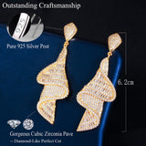 ThreeGraces CZ Long Geometry Dangle Earrings for Women