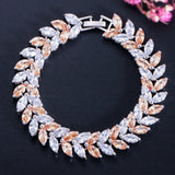 CZ Leaf Shape Bridal Wedding Party Bracelet Women Costume Jewelry