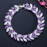 CZ Leaf Shape Bridal Wedding Party Bracelet Women Costume Jewelry