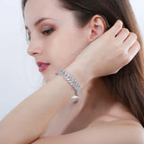 CZ Leaf Shape Bridal Wedding Party Bracelet Women Costume Jewelry