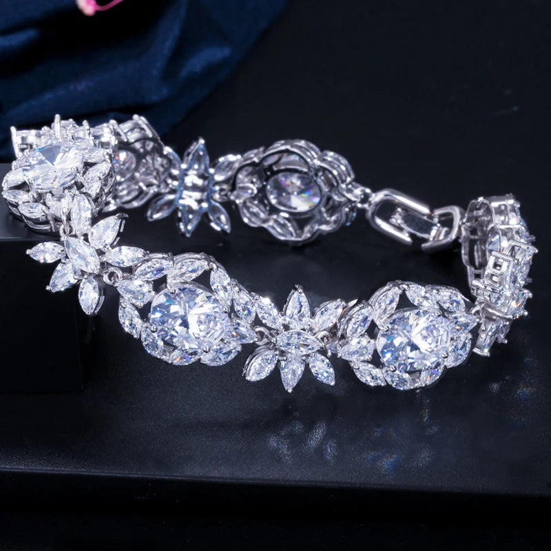 ThreeGraces CZ Silver Wedding Bracelet for Women BR281