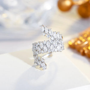 ThreeGraces Sparkling CZ Adjustable Bridal Wedding Ring R187