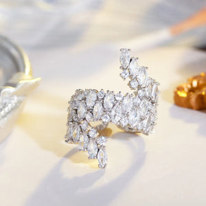 ThreeGraces Sparkling CZ Adjustable Bridal Wedding Ring R187